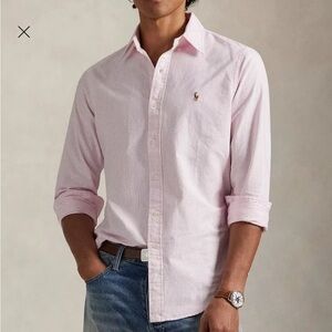 NWOT POLO- Ralph Lauren Classic Oxford Dress Shirt - Pink Stripe